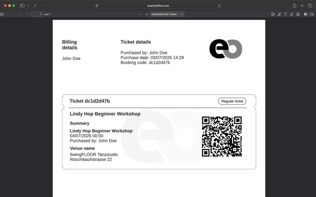 ticketing feature screenshot